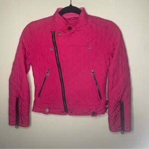 Polo Ralph Lauren Hot Pink Quilted Moto Jacket Size M (10–12)